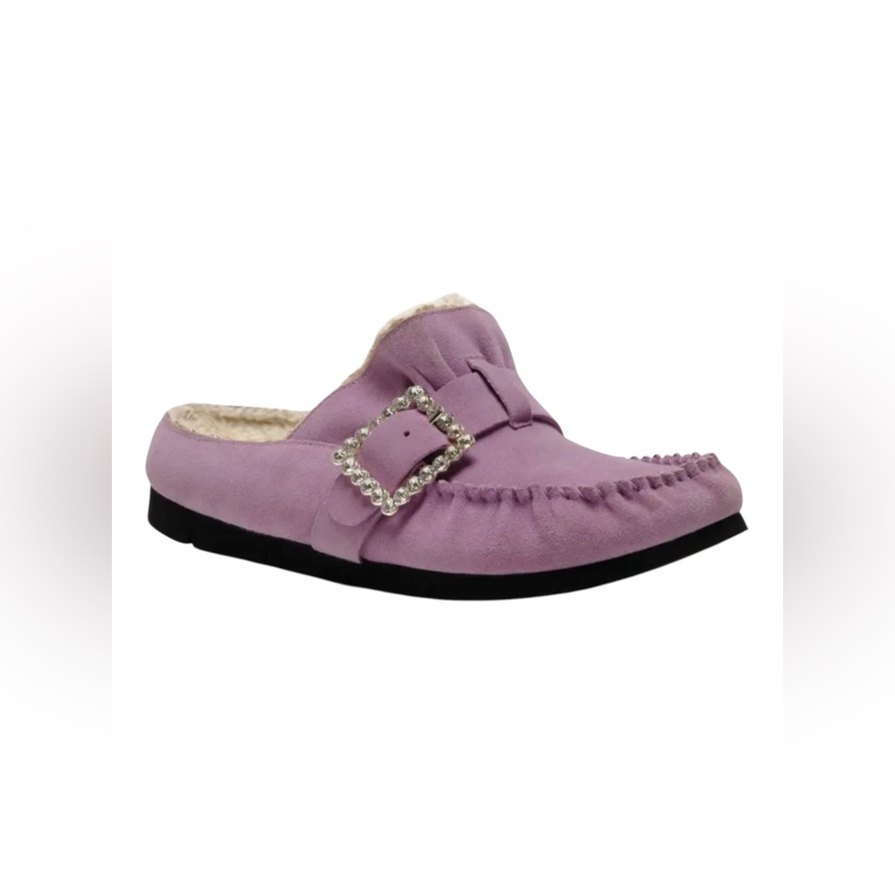 🆕 FREE PEOPLE | SHEARLING AFTER RIDING MULES | LAVENDER | SIZE: EU 39 (US 8.5) - Picture 7 of 8